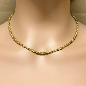 Classic Gold Tone Rope Chain Necklace